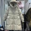 Пуховик женский средний и длинный 2024 новая мода с капюшоном свободный белый утиный пух утолщенный зимняя теплая куртка
