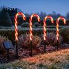 Pathway Lighting for Garden 4Pcs Solar Candy Cane Lights, Christmas Outdoor Stake Waterproof Decorative Stakes Lights Yard Lawn Patio Holiday