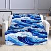 Blue Ocean Wave Pattern Patterned flannel blanket perfect for the bedroom living room, sofa, or a little nap