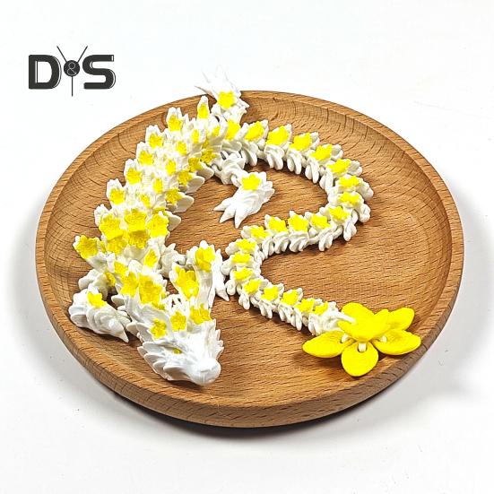 3D-печатный дракон Сакура 10,8 дюймов, шарнирный дракон с подвижными суставами, вращающийся хвост вишневого цвета, гибкая игрушка-фиджет для декора стола