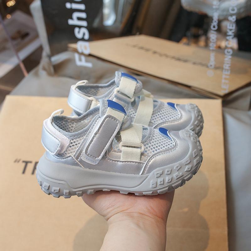 Детские спортивные сандалии Air Mesh Patchwork Kids Hollow Toes Capped Sandals Non-Slip Boys Girls Summer Beach Shoes All Match