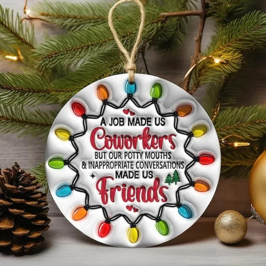 Besties Christmas Round Ornament, Best Friends Round Christmas Ornament, Personalized Keepsake Gifts (We Are More Than Friends)