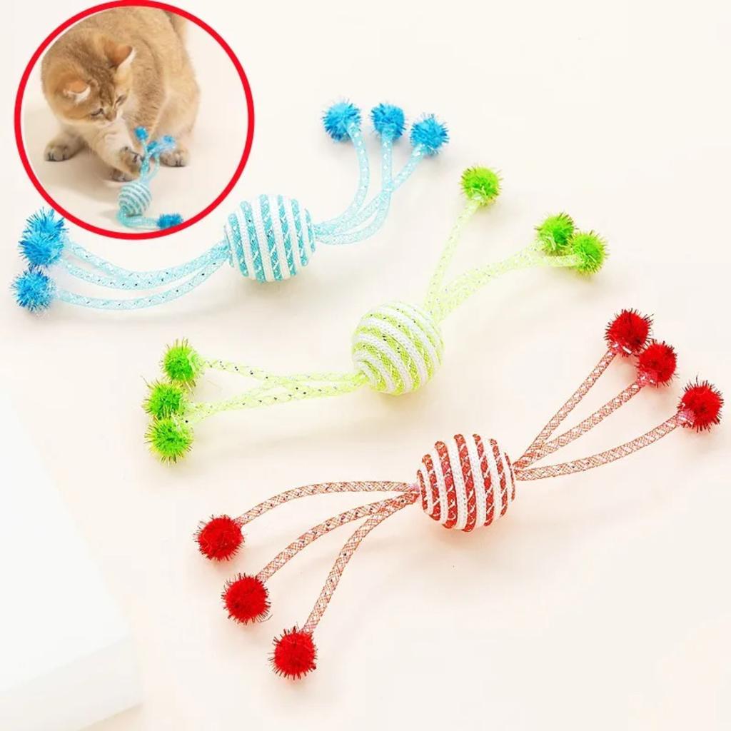 Cat Toy for Cats Network Tube Wrapping Rope Ball Kitten Self Hi Toy Playing Six Claw Ball Cat Toys Interactive