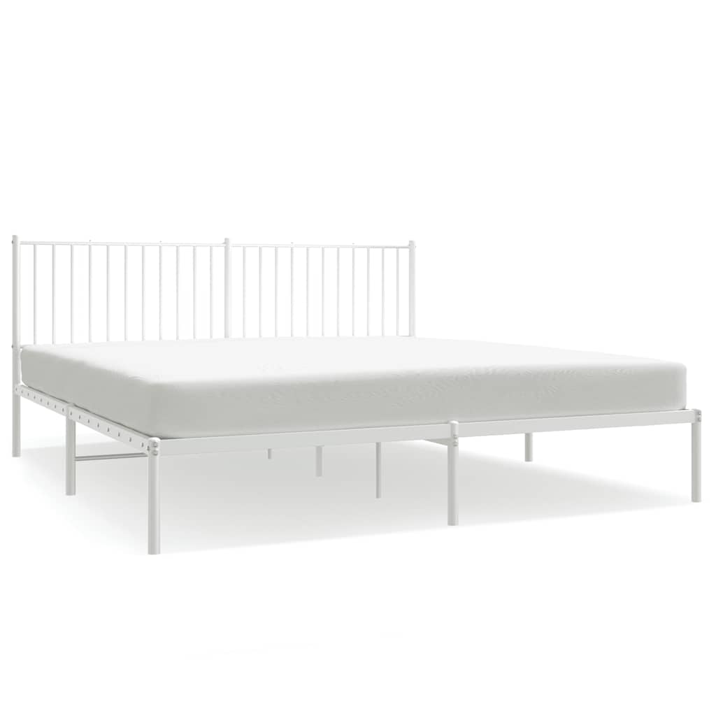 Metal Bed Frame with Headboard White 183 x 213 cm