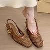 Baotou Sandals Spring New Style Square Head Mesh Cloth Breathable Line with Anti-slip Wear-resistant Heel Shoes