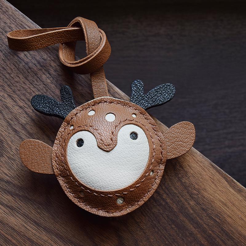 Original Design/Lulu Ping An Handmade Leather Car Key Bag Rearview Mirror Pendant, Women's Gift Keychain