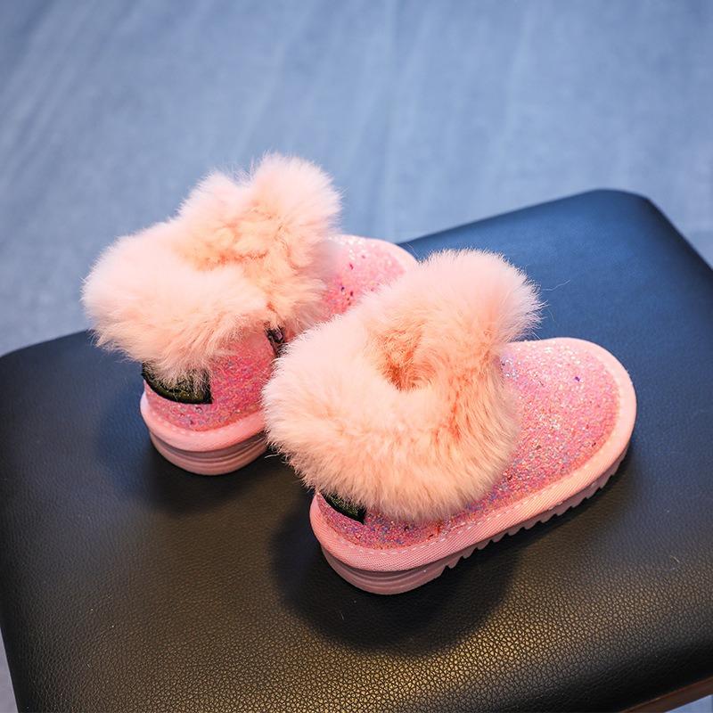 Модные новые яркие детские ботинки зимние утолщенные детские сапоги бархатные теплые холодные детские хлопковые сапоги с блестками зимние сапоги