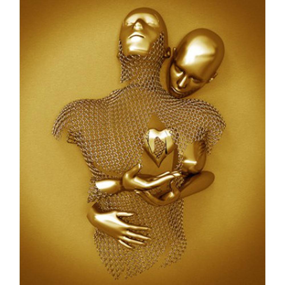 Абстрактная стальная проволока металлическая статуя скульптура пара подвесная картина высокое разрешение спрей печать холст картина ядро -1 пара