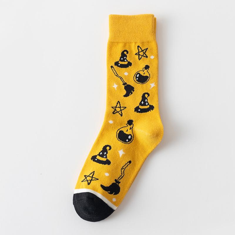 Female Spring and Autumn Fashion New Street Halloween Cartoon Pattern In The Tube Socks