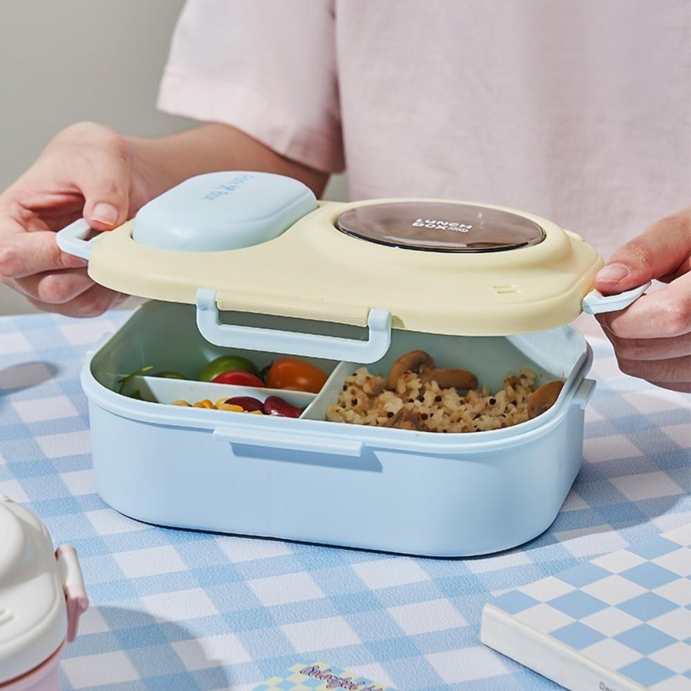 Sealed 3 grids Lunch Box Fresh Keeping Picnic Box Lunch Box with fork spoon  Outdoor Activities