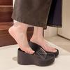 Thick-bottomed Cool Slippers Women's 2025 Summer New Fashion Slope Heel Transparent Versatile Super Fairy One-word Slippers