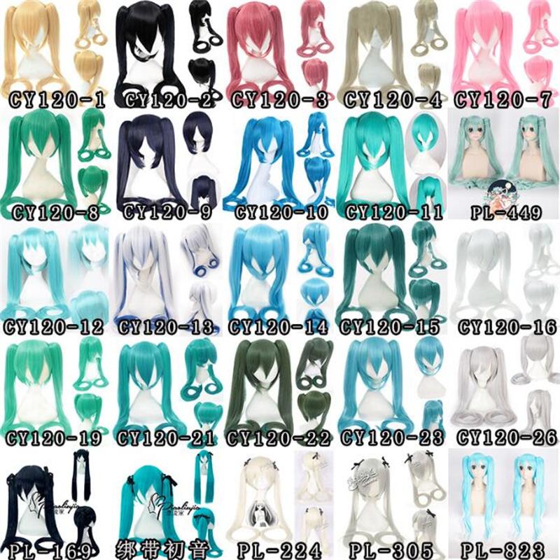 28 Colors Miku Cosplay Wig Long Heat Resistant Synthetic Hair Clip Ponytails Wigs + Wig Cap
