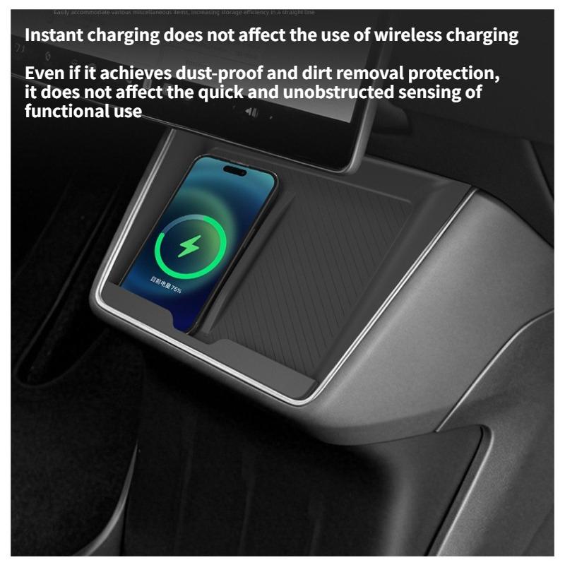 Center Console Wireless Charging Anti-Slip Pad for Tesla Model Y Standard RWD 2025 2026 Silicone Phone Anti Dirt Pad Accessories