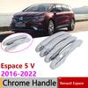 Хромированная прочная крышка дверной ручки для Renault Espace 5 V MK5 2016 ~ 2022, аксессуары для стайлинга автомобиля, защитная пленка