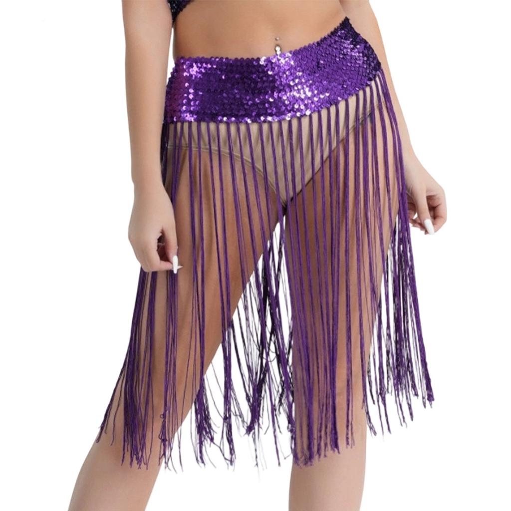 Women's Belly Dance Waist Chain Elastic Tassel Belt Waist Belt Dance Performance Hip Scarf