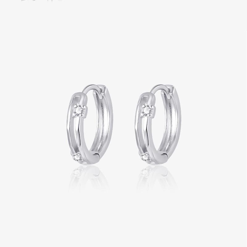 Double-Layer Zircon Ear Buckles, Simple And Cold Wind, Looking Up At Earrings, Female Elegance, Temperament, Super Flash Earrings