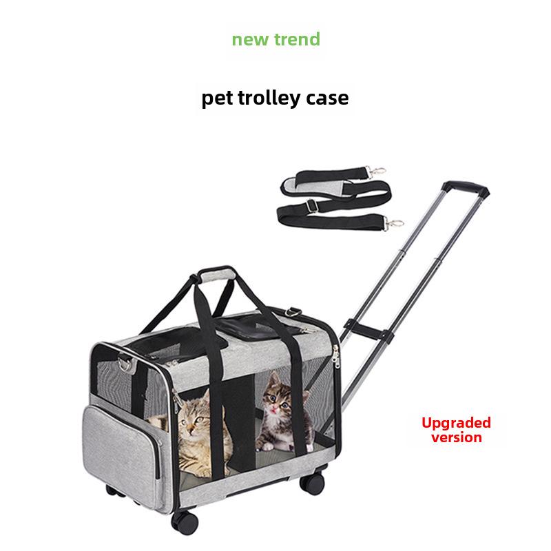 Dual-Layer Pet Trolley: Spacious, Breathable, Detachable Handheld & Shoulder Travel Bag for Cats