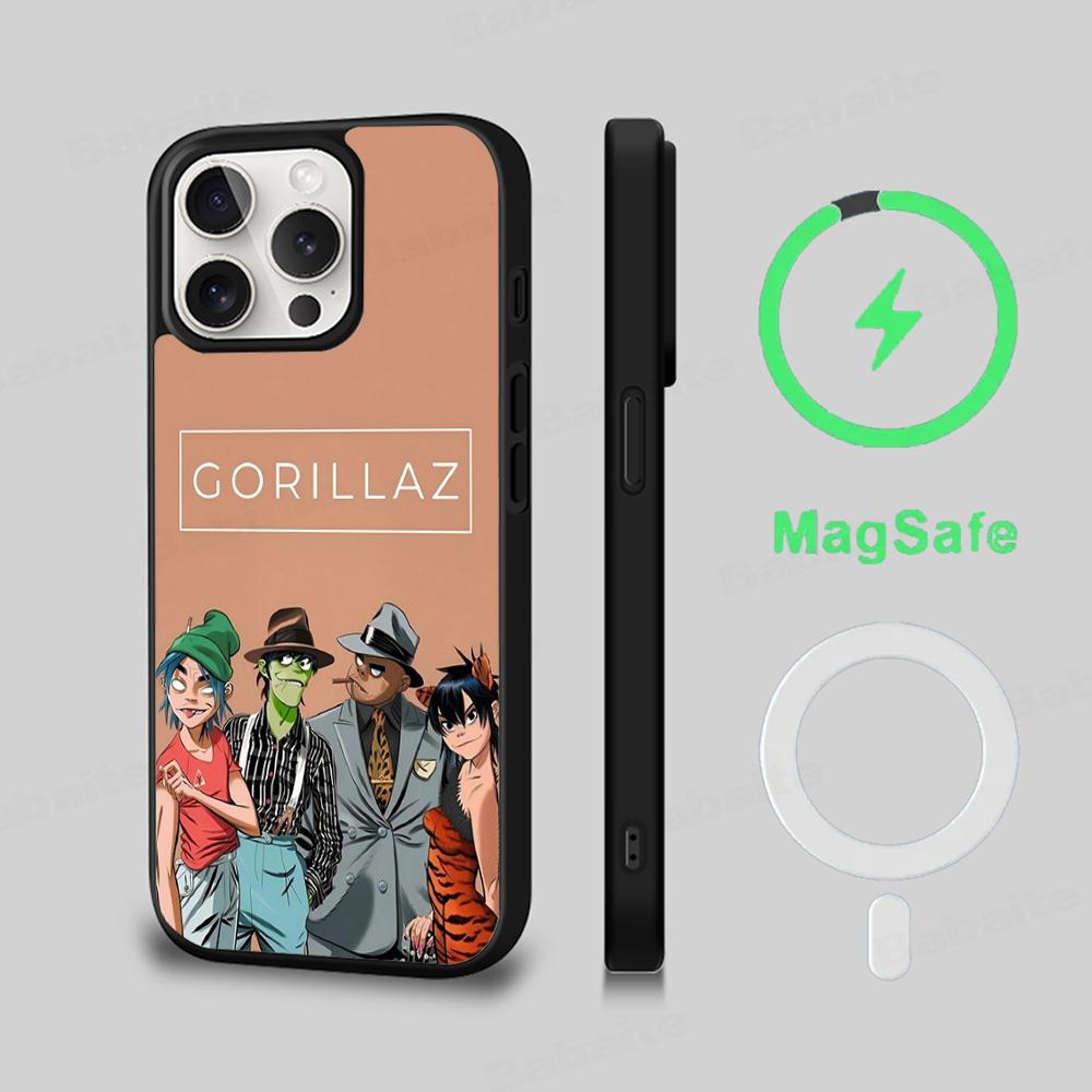 G-Gorillaz Phone Case Magesafe Magnetic Wireless Charge Case For iPhone 16 11 12 13 14 15 Pro Max Plus Mini