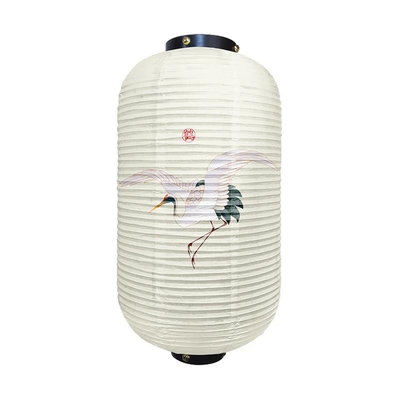 Chinese Traditional Crane Pattern Lantern Beautiful Ukiyo-e Style Paper Cuisine Sake Pub Bar Izakaya Restaurant Decor Lantern