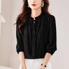 New Elegant Style Lace-up Women's Shirt Commuter High-end Foreign Style Long-sleeved Loose Shirt
