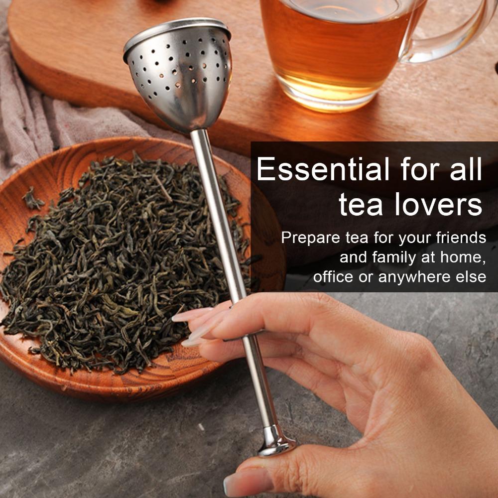 2 Pcs Set Fine Holes Tea Strainer Long Handle Stainless Steel Infuser Loose Leaf Tea
