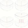4 Pcs Clear Plastic Heart Cube Boxes with Lids, Home Storage Boxes, Candy and Small Jewellery Manager