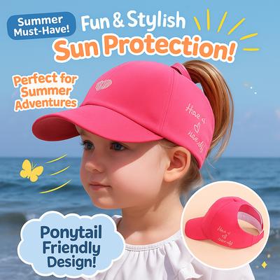 Люблю шляпу для родителей и детей, детскую бейсболку, девочки могут завязать хвостик, солнцезащитную кепку, летнюю солнцезащитную шляпу с открытым верхом