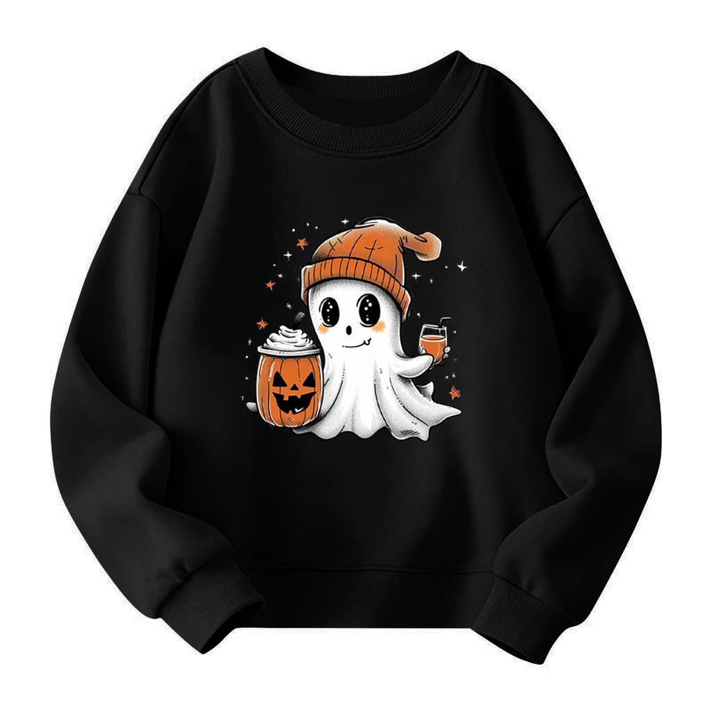 Halloween Day Girls Round Neck Pullovers For Kids Printed Baby Tops