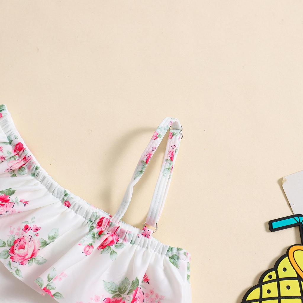 Детский купальник на одно плечо с цветочным принтом