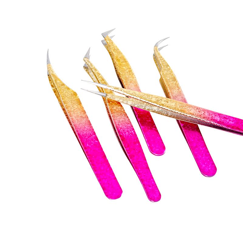 Пинцеты для наращивания ресниц Градиентный цвет Нержавеющая сталь Пинцеты для ресниц Высокоточные Антистатические пинцеты Инструмент для наращивания ресниц