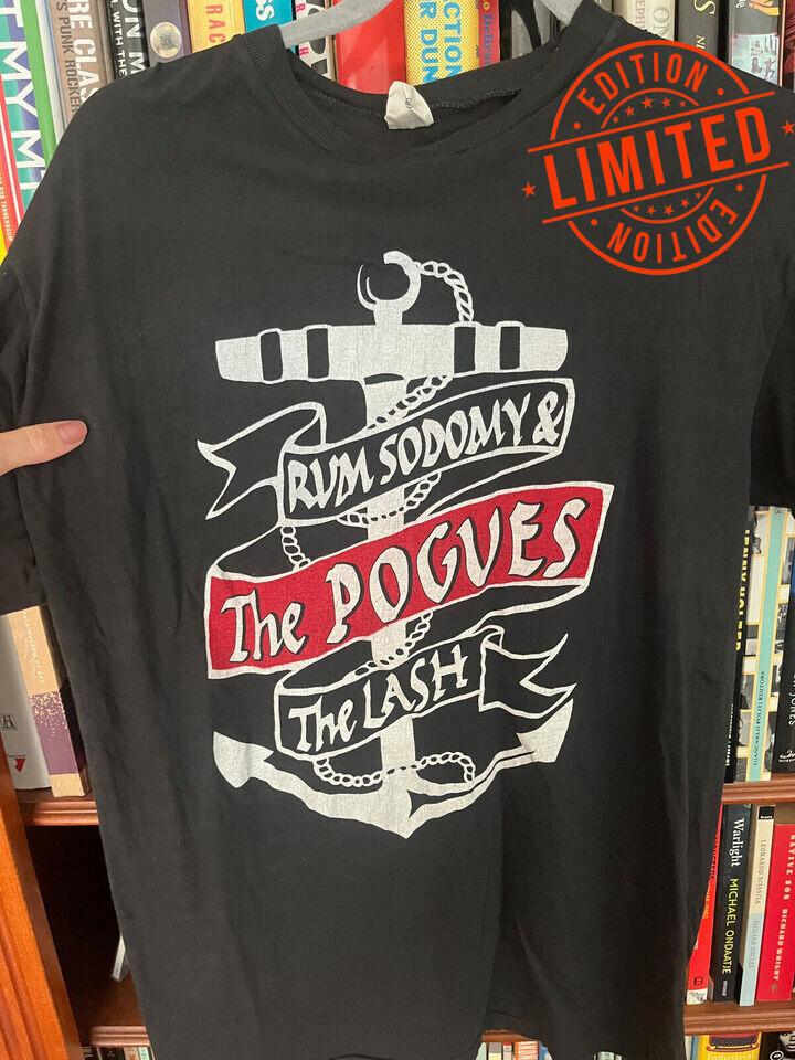Vintage 1985 THE POGUES Rum Sodomy & The Lash Promo Irish ROCK Black T-Shirt S04 Unisex T-Shirt