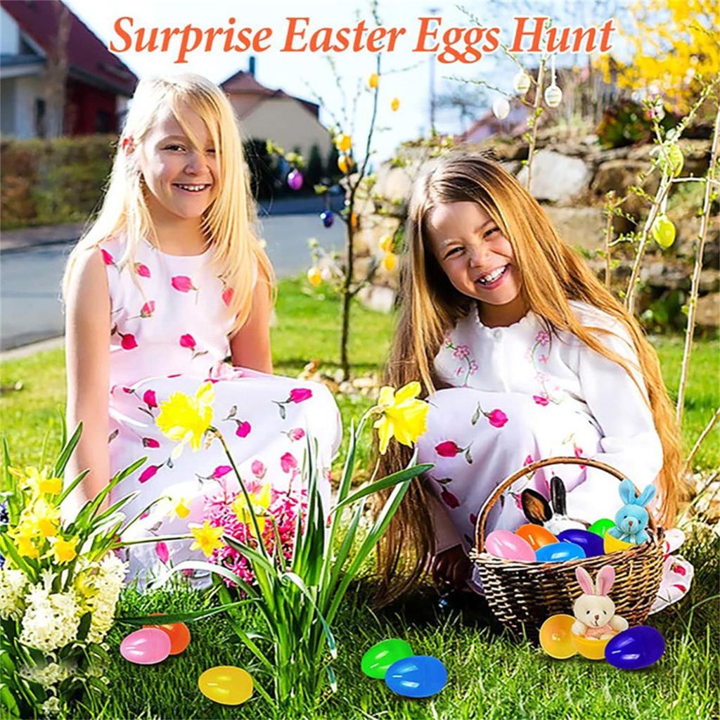 12 шт. наполненных пасхальных яиц, корзинок, наполнителей с куклами-кроликами, для мальчиков и девочек, пасхальные подарки, вечеринка, кукол-наполнителей
