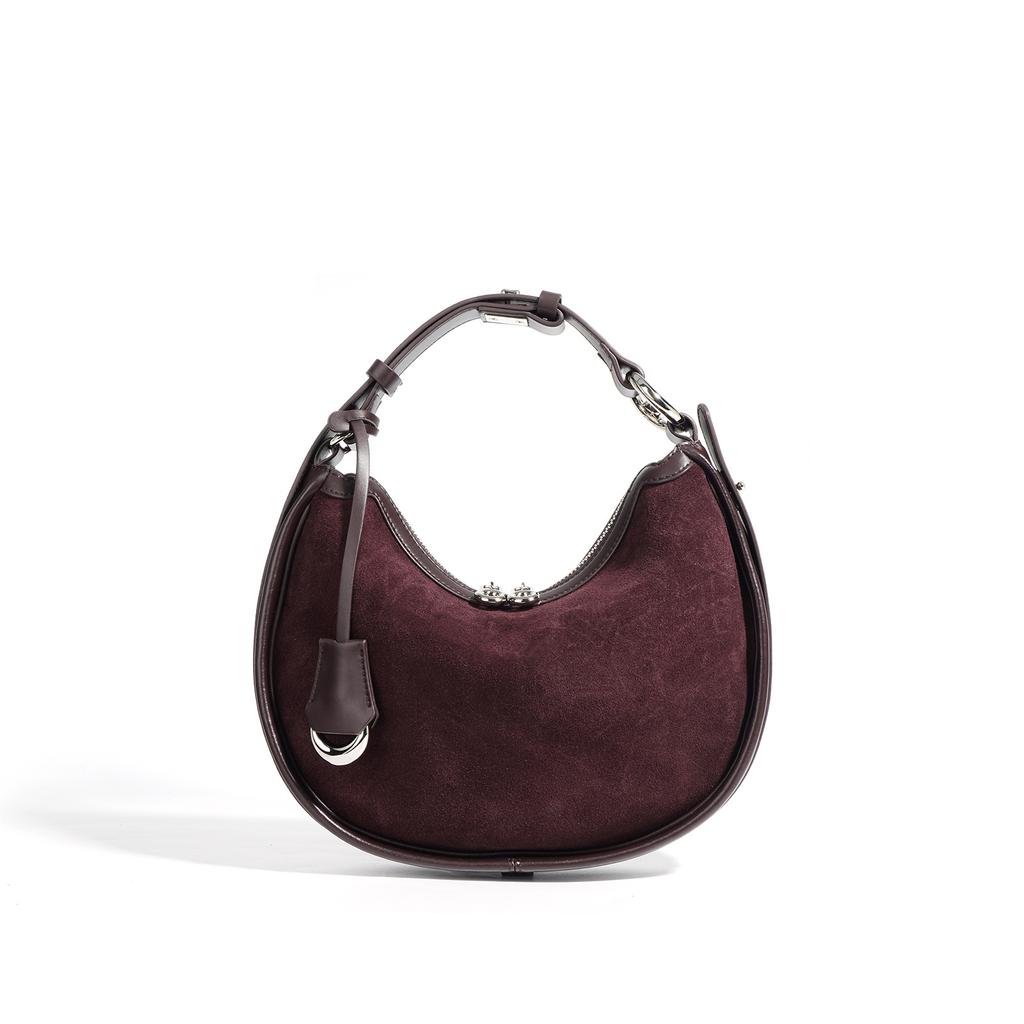 New Matte Cowhide Crescent Bag Niche High-end Personality Versatile Fashion Underarm Bag