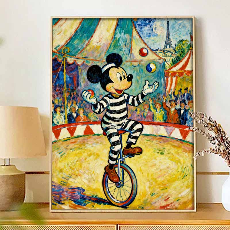 Disney 5D diamond painting set DIY handmade diamond painting art production circus Mickey unicycle decorative painting
