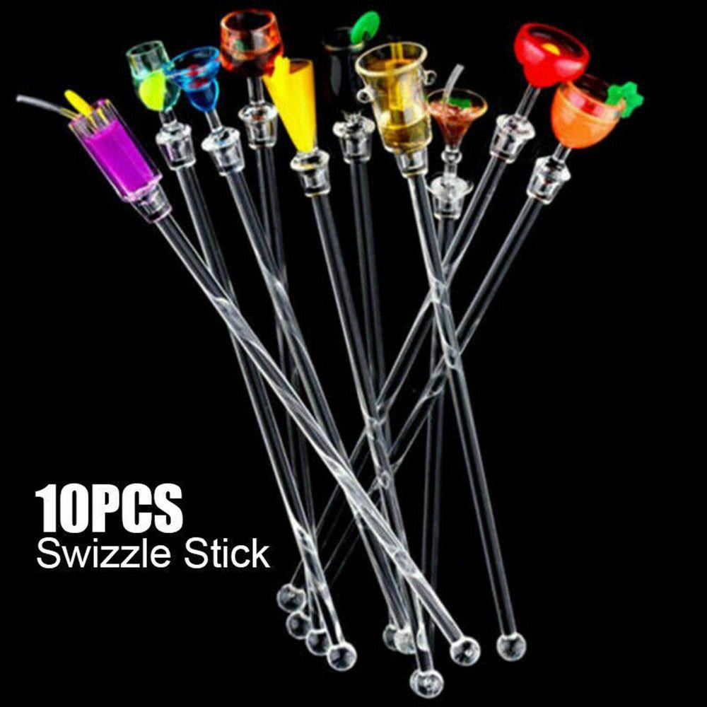 10Pcs/Set Colorful Bar Tool Acrylic Stirring Sticks Mixing Sticks Cocktail Drink Stirrers