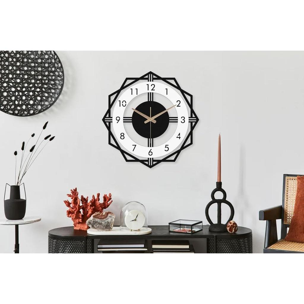 Стильные металлические аналоговые настенные часы для гостиной, спальни, кухни, дома и прихожей | Антикварные причудливые большого размера современные настенные часы для домашнего декора (50см)