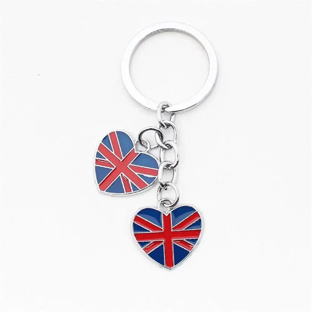 Bag Purse Charm Excellent Quality Key Chain UK Flag Keychain Union Jack Keyring GB British Flag Heart Pendant