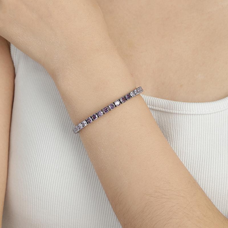 Waterproof Rhodium Plated Jewelry 4 Colors Available Bling Iced Out 4mm CZ Stainless Steel Tennis Bracelet for Women