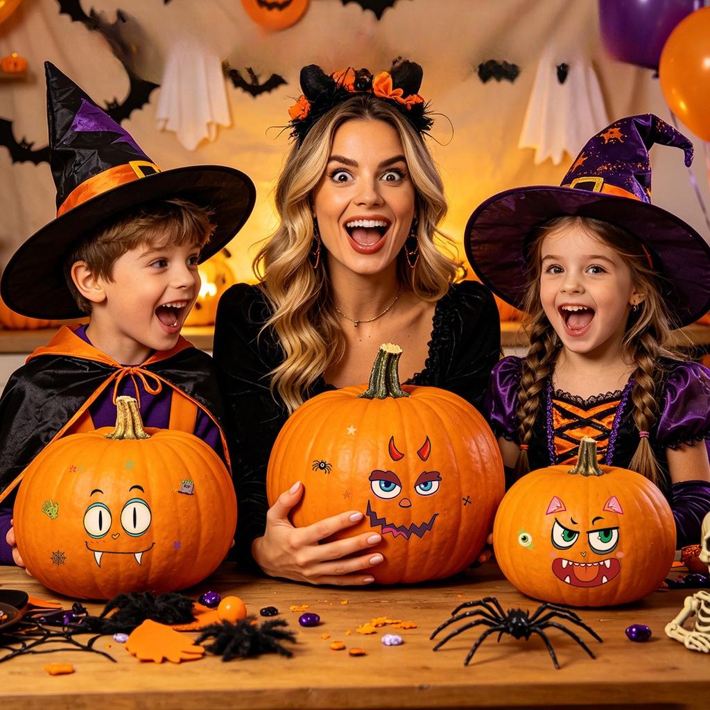 Halloween matte tattoo stickers for decorating pumpkin expressions - DIY creative decoration items for party atmosphere enhancement