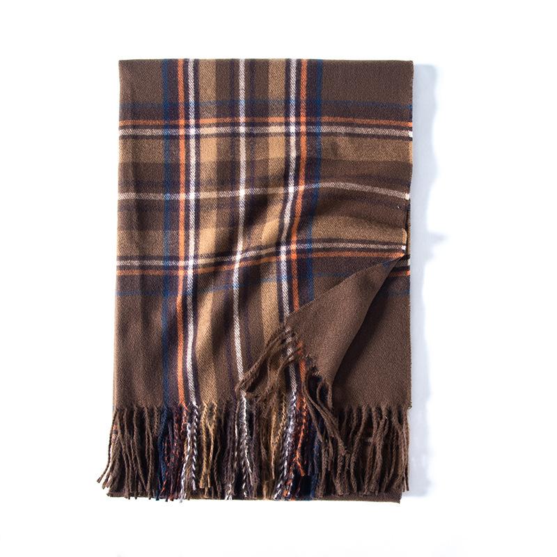 Новый зимний женский шарф средней длины, высококачественный клетчатый теплый шарф с кисточками
