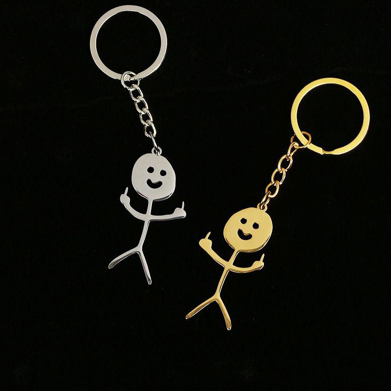 One Bag Cartoon Fun Doodle Matchmaker Keychain Stainless Steel Couple Pair Of Figurines Pendant