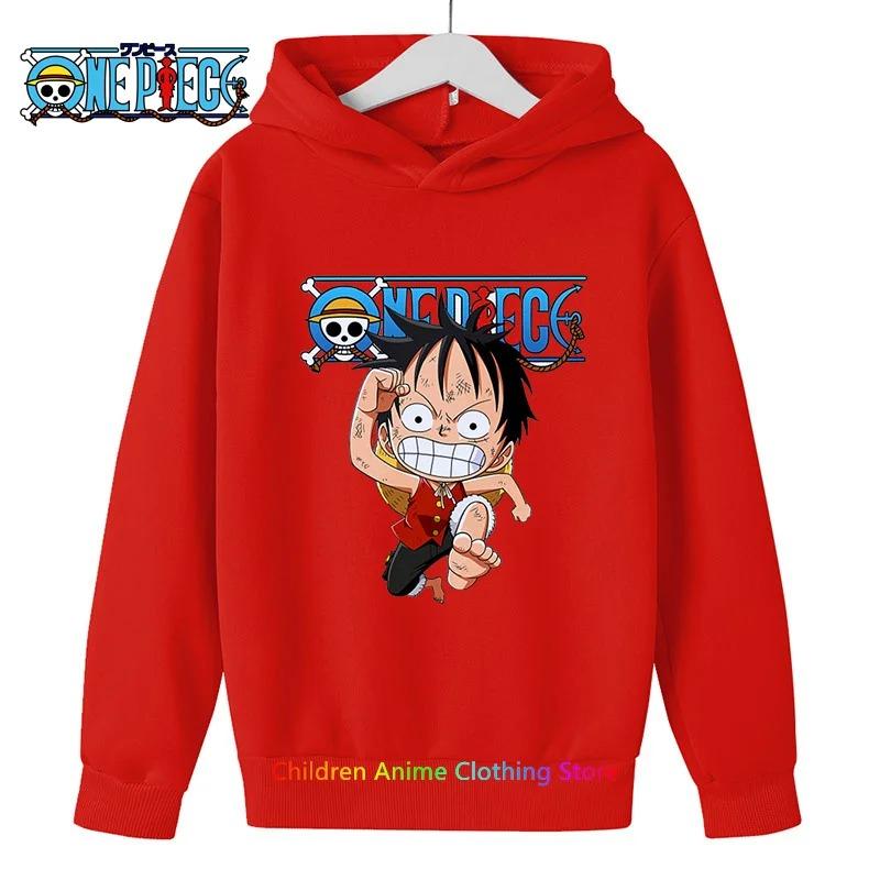 Толстовка с капюшоном Anime Luffy для детей, цельный свитшот, пальто для мальчиков и девочек, теплый свитер, осенняя одежда