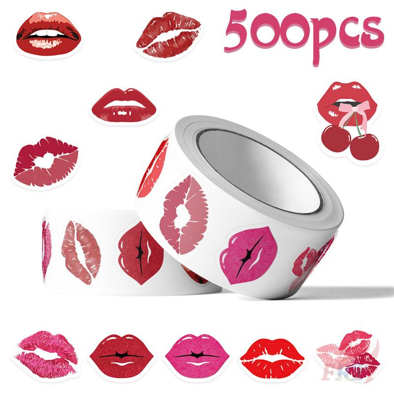 500Pcs/Roll Blazing Red Lips Kids Rewards Stickers - DIY Scrapbooks Album Decor Sealing Label Decals