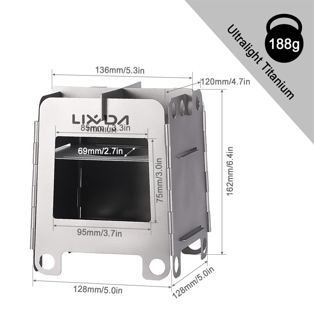 Lixada Портативная походная титановая плита, легкая складная дровяная печь, карманная уличная плита