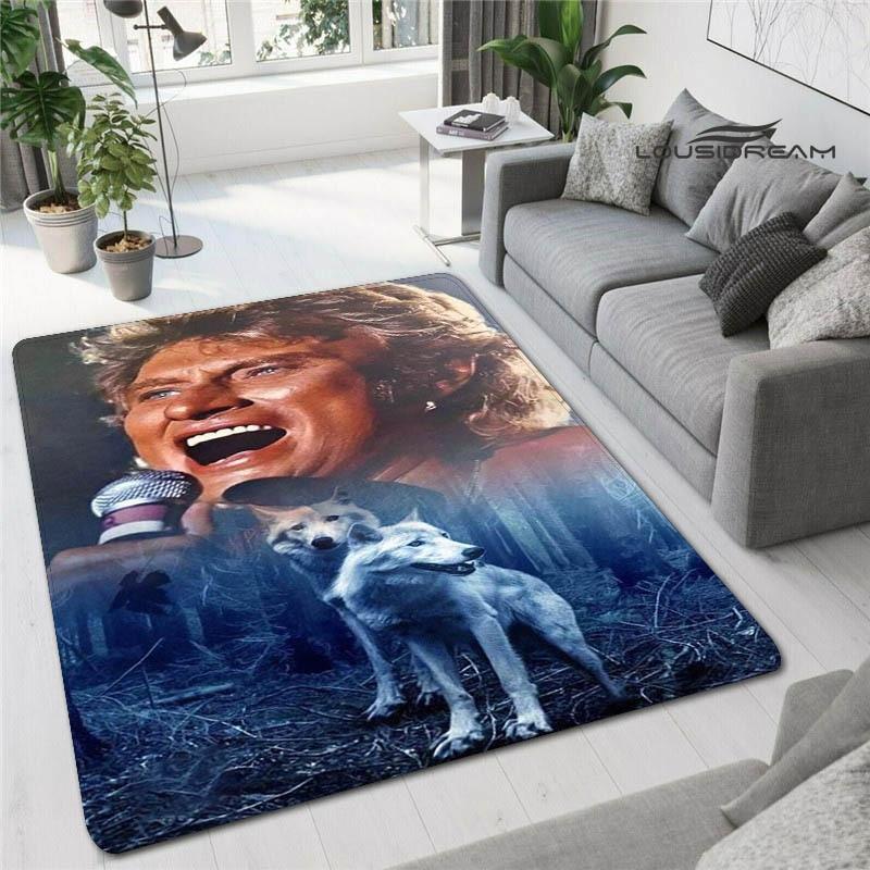 Ковер с принтом французской рок-звезды Джонни Холлидея, игровая комната, гостиная, спальня, нескользящий ковер, реквизит для фотосъемки, подарок на день рождения