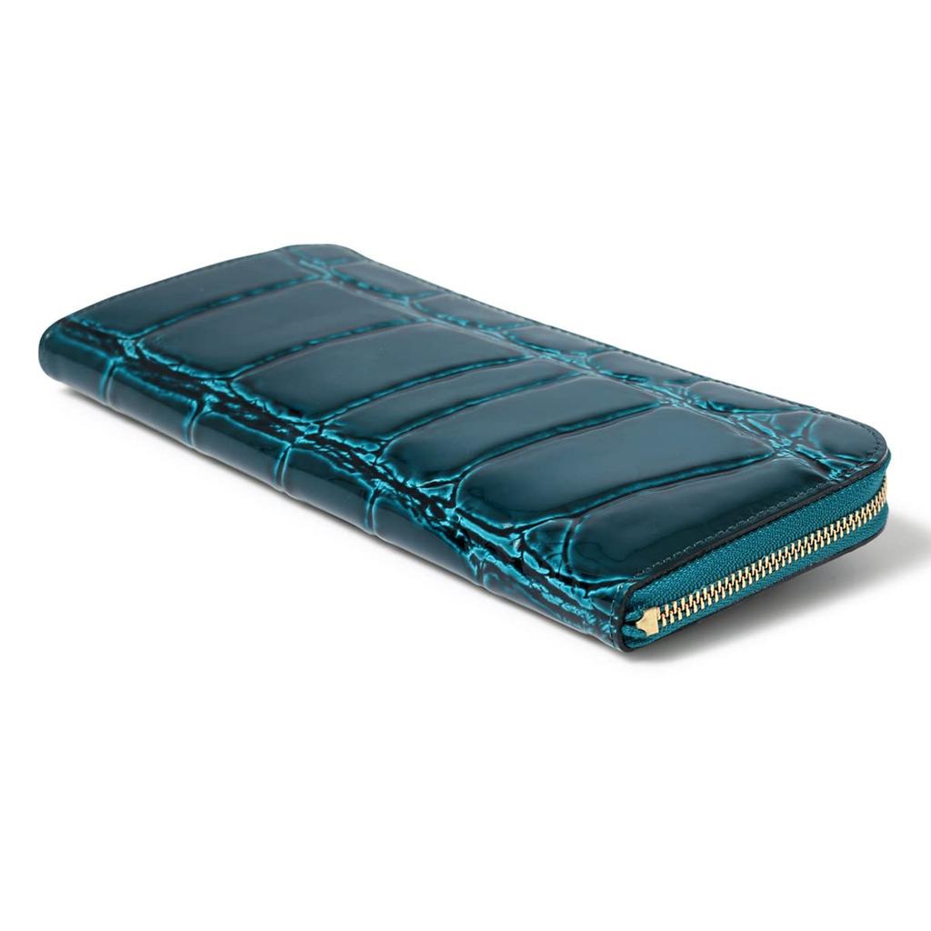 Long Wallet Zipper Genuine Leather Tail Crocodile Made In Japan Thin Embossed Crocodile Cowhide Leather Pink [Alkan] L-shaped Women's 1216-632 [44]