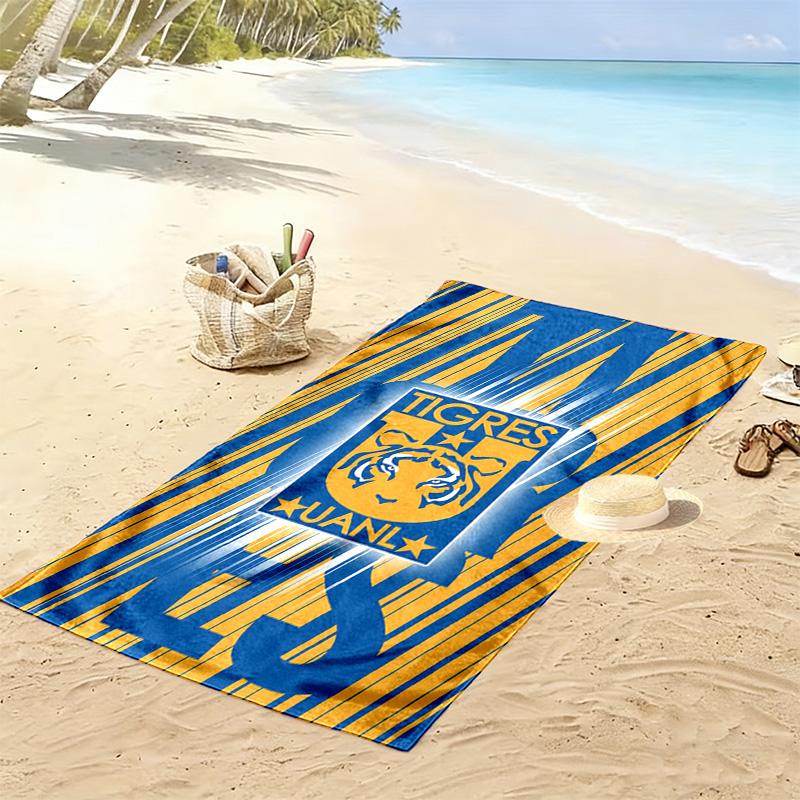 Пляжное полотенце с принтом Tigres UANL, Большое, Мягкое, Быстросохнущее, для Пляжа, Кемпинга, Плавания