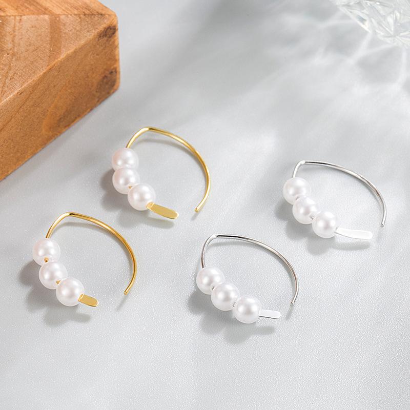 Элегантные серьги-кольца U-образной формы с искусственным жемчугом для женщин с застежкой-крючком
