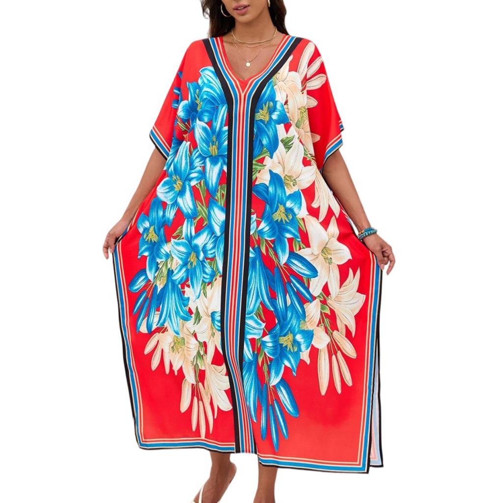 Women's Dress, Colorful Floral Prints, Vacation Loose Robe, Bikini, Sun-protective Smock