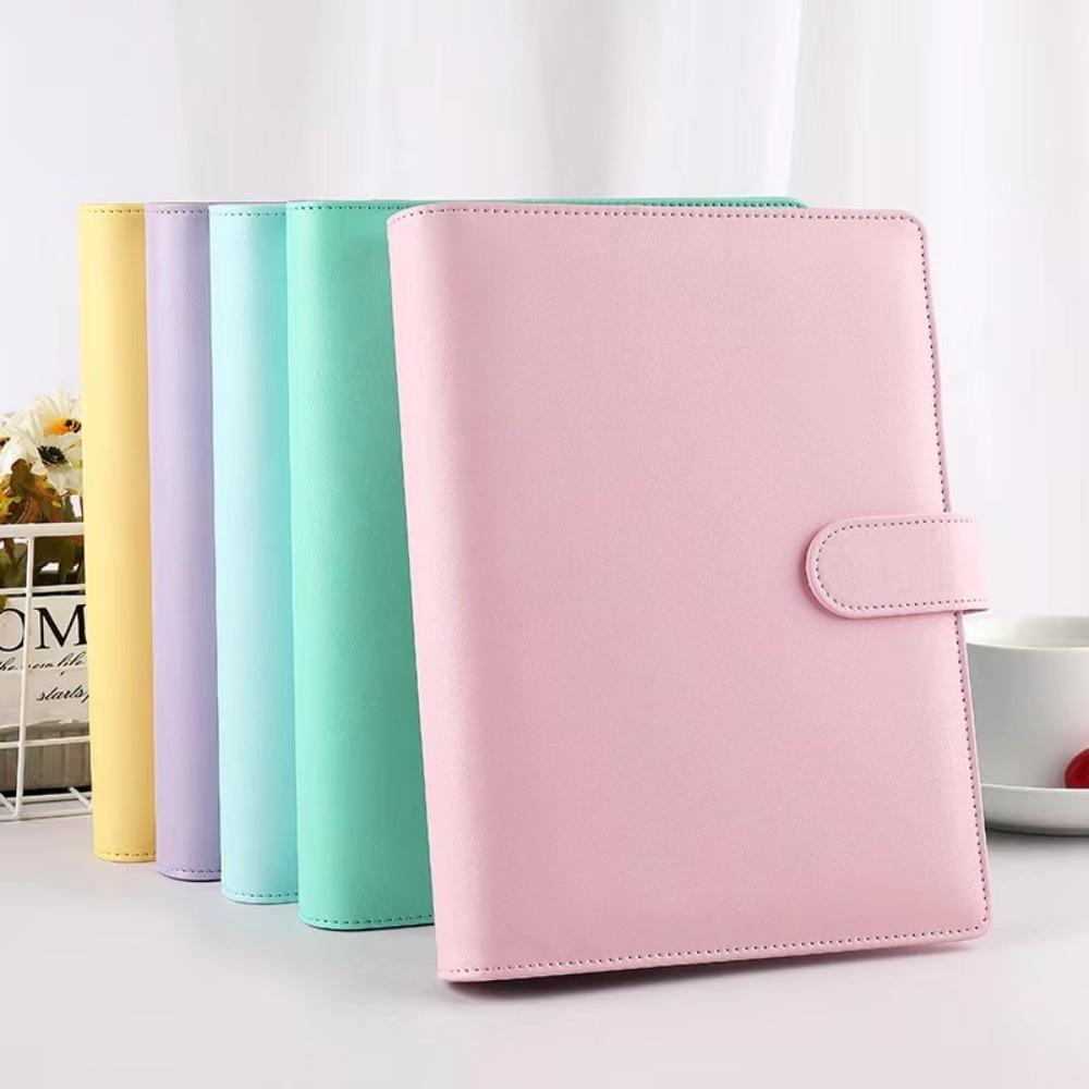 Macaroon Color Loose Leaf Notebook Cover PU Leather Journal Agenda Planner Cover  Work